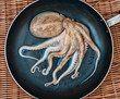 Small octopus on the pan