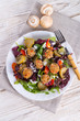 Grilled stuffed MUSHROOMS with colourful salad