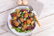 Grilled stuffed MUSHROOMS with colourful salad