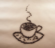 Coffee cup made by roasted beans.