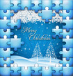 Christmas holiday background with stylized  puzzle frame
