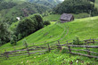 A small lodge, shack in tthe mountains