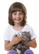happy little girl with a kitten
