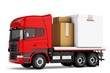 3d truck with packages delivery