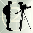 Cameraman silhouette vector background and film countdown number