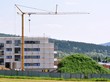 Crane on a construction site houses