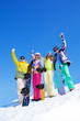 Group of snowboard friends