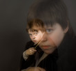 Portrait of teenage boy dressed in wizard costume