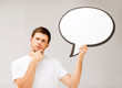 young man with blank text bubble
