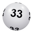 Loto, boule blanche numéro 33