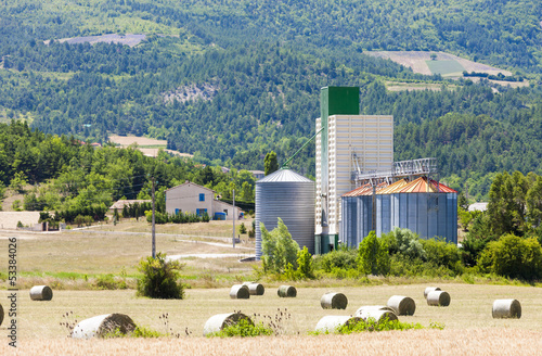Photo: field with straw bales, Drome Department, Rhone-Alpes, France field with straw bales, Drome Department, Rhone-Alpes, France