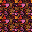 Vector seamless pattern with tea and coffee cups