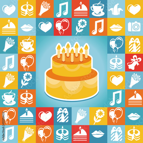 Vector: Vector birthday and party icons and signs Vector birthday and party icons and signs