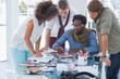 Team of photo editors having brainstorming session