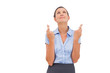 Wishing businesswoman with fingers crossed
