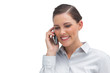 Businesswoman with cellphone looking down