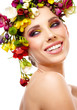 Beautiful woman with flower wreath.