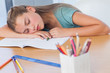 Tired girl sleeping