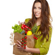 girl holding a bag of food