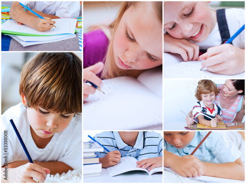 Photo: Collage of pupils studying Collage of pupils studying