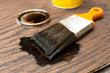 Paint brush with wooden handle