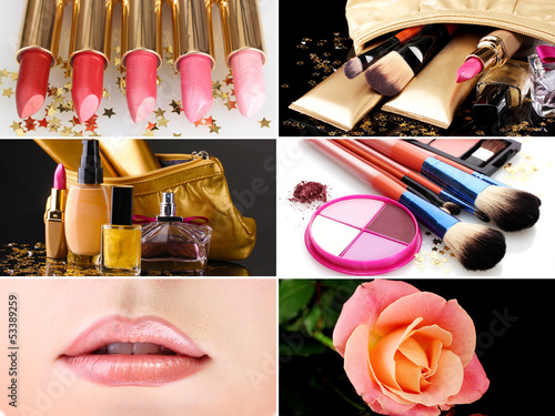 Photo: Collage of cosmetics for professional make-up Collage of cosmetics for professional make-up