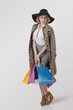 shopping girl with hat and leopard coat