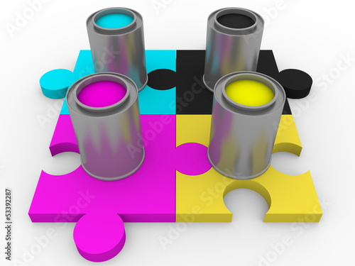 Illustration: cmyk tints puzzle cmyk tints puzzle