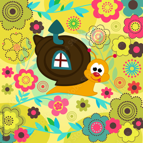 Vector: snail in flowers snail in flowers