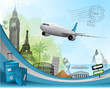 Travel background design with famous landmarks elements eps 10