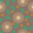Vector pattern with flowers drawn in thin lines