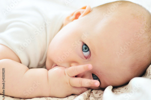 Photo: baby with finger in mouth baby with finger in mouth