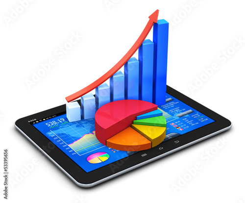 Illustration: Mobile finance and statistics concept Mobile finance and statistics concept
