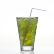 Pennywort or asiatic herbal drink in glass isolated on white