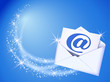 Envelope and paper with e-mail sign