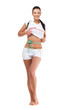 Woman measuring herself