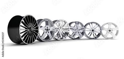 Illustration: six car rims six car rims