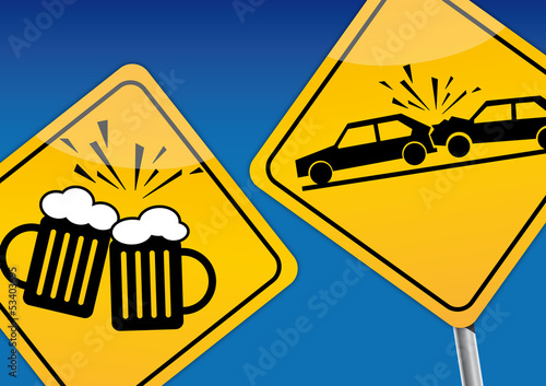 Vector: Alkohol am Steuer, Verkehrskontrolle, Sicherheit, Schild Alkohol am Steuer, Verkehrskontrolle, Sicherheit, Schild
