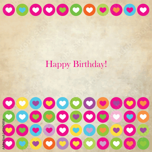 Vector: Happy Birthday card with colorful hearts Happy Birthday card with colorful hearts