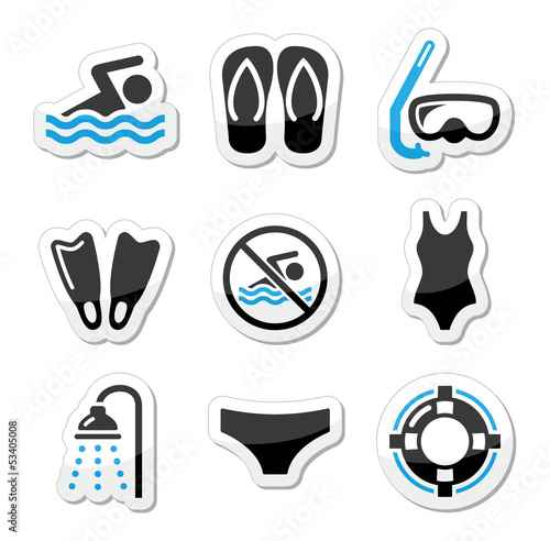 Vector: Swimming, scuba diving, sport vector icons set Swimming, scuba diving, sport vector icons set