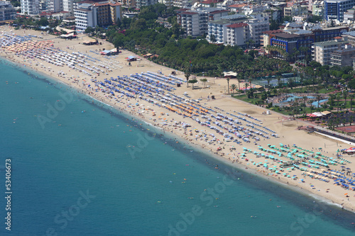 Photo: Beautiful view from the height of the sea, beach and hotels Beautiful view from the height of the sea, beach and hotels
