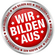 Button "Wir bilden aus" rot/silber