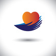 Concept vector graphic- hands protecting heart from disease, exp