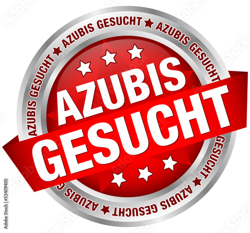 Vector: Button Banner "Azubis gesucht" rot/silber Button Banner "Azubis gesucht" rot/silber