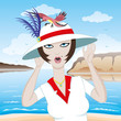 Woman and bird.