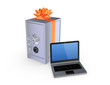 Iron safe and notebook.