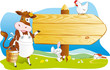 Farm animals wooden signboard copy space