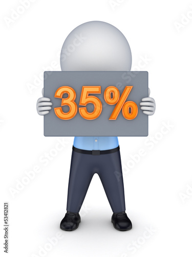 Illustration: 35 percents.Isolated on white.3d rendered. 35 percents.Isolated on white.3d rendered.