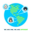 America on the globe with different kind of people