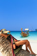 Photo: Beautiful woman on the beach. Beautiful woman on the beach.